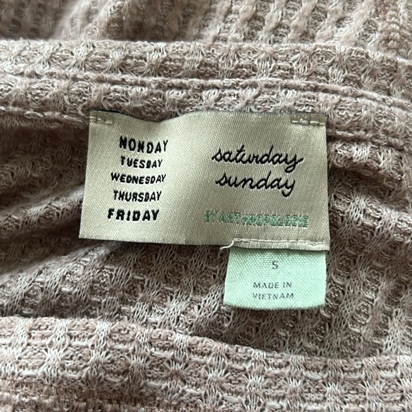 Anthropologie Saturday Sunday Women's Waffle Knit Thermal Top Purple Wrap Small - Picture 4 of 5